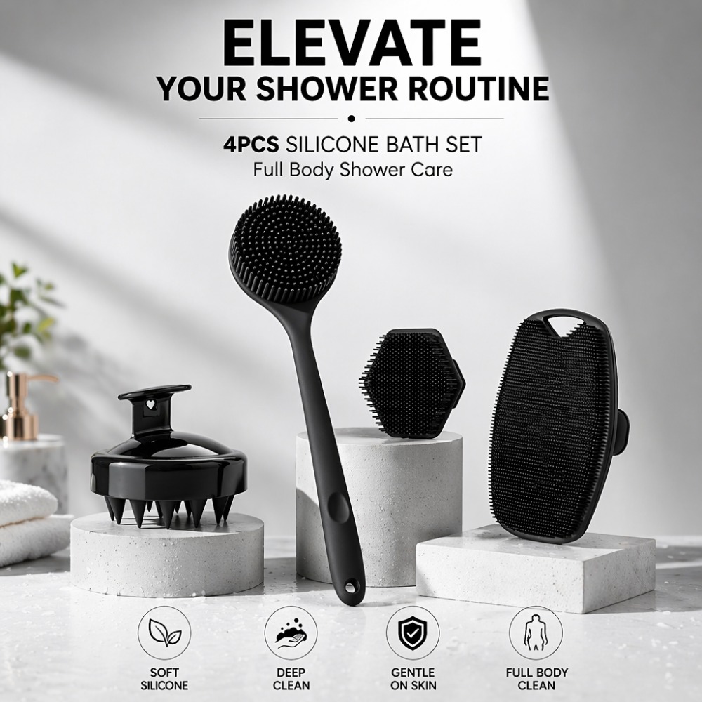 4PCS Set Silicone Body Scrubbe - Dry Brush Body ulasan dan harga