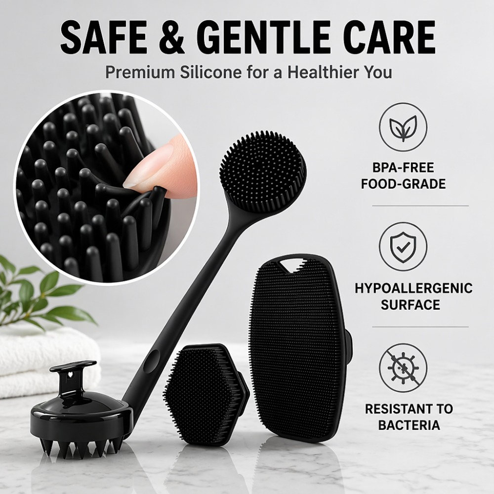 4PCS Set Silicone Body Scrubbe - Dry Brush Body ulasan dan harga
