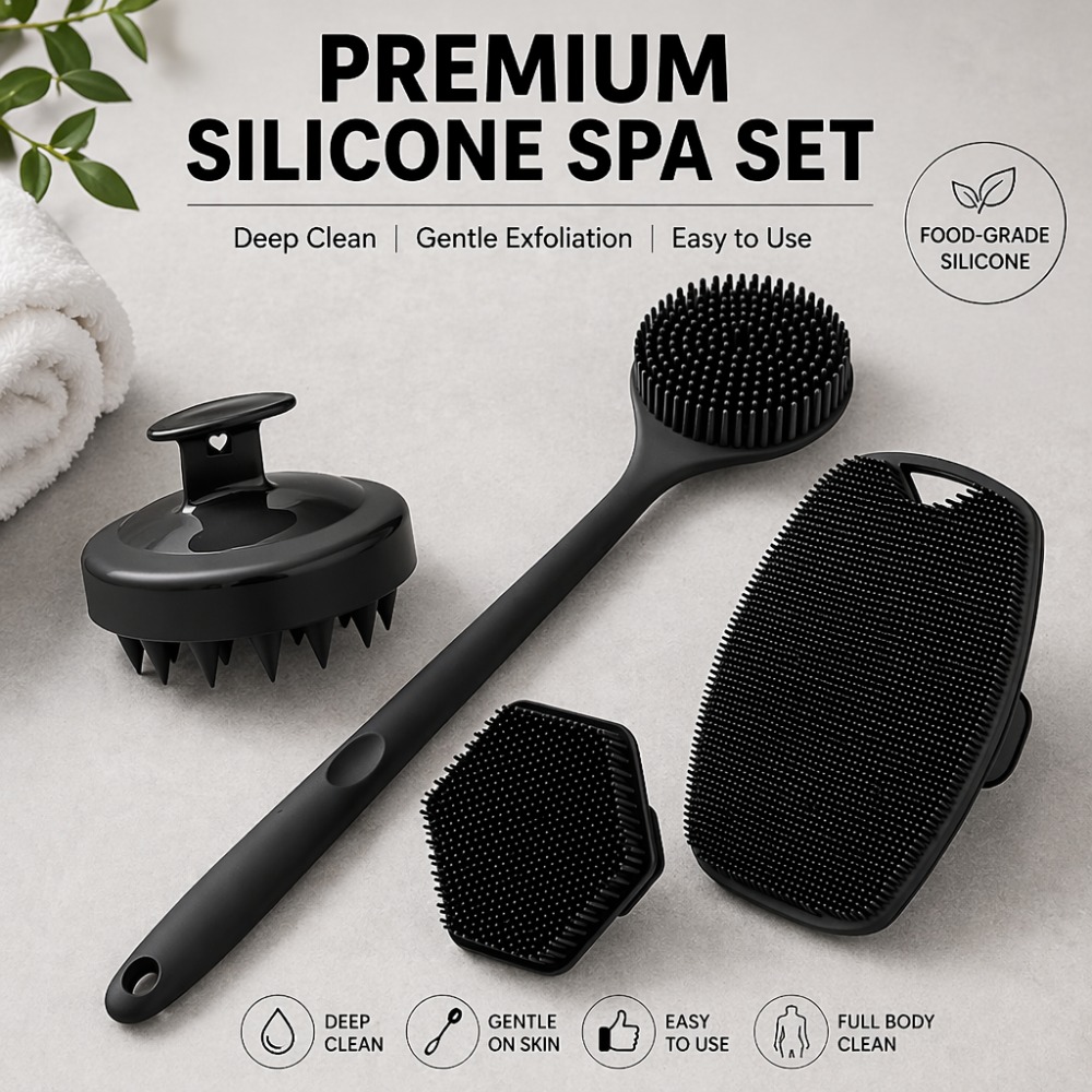 4PCS Set Silicone Body Scrubbe - Dry Brush Body ulasan dan harga