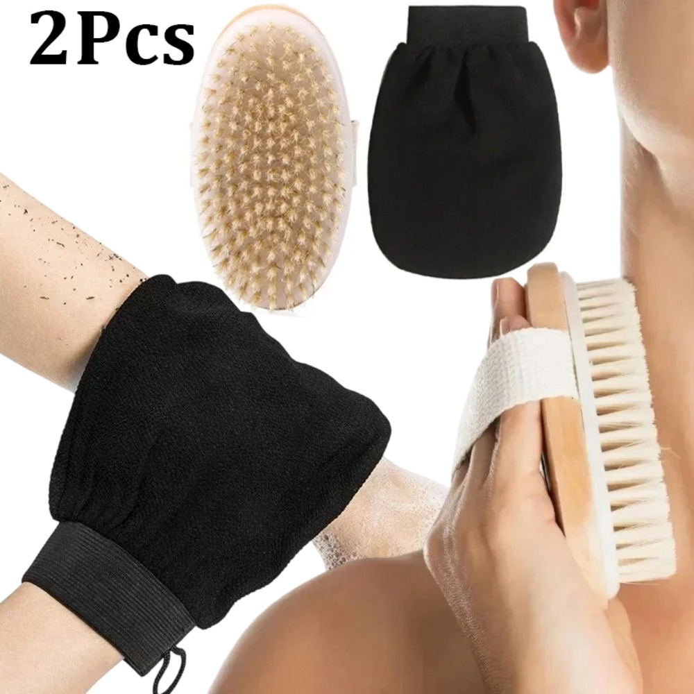2Pcs Body Exfoliator Kit Dry B - Dry Brush Body ulasan dan harga